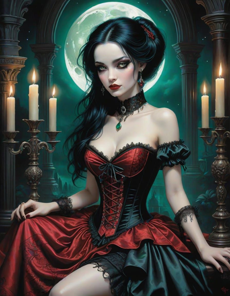 Mysterious Gothic Beauty in Velvet Chamber