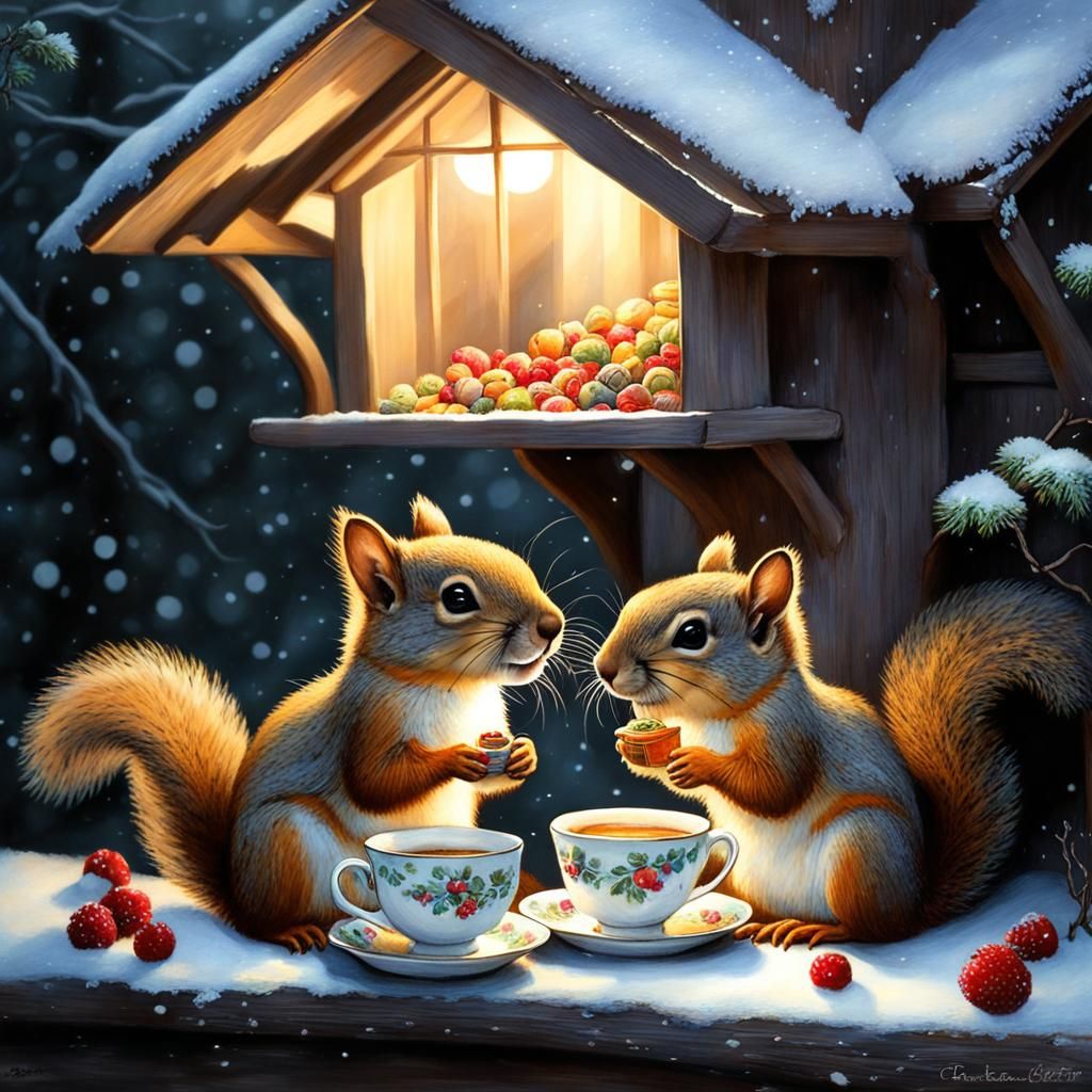 Squirrel Tea Party: A Cozy Children's Illustration