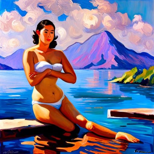 Filipina with Large Hips in Impressionist Style
