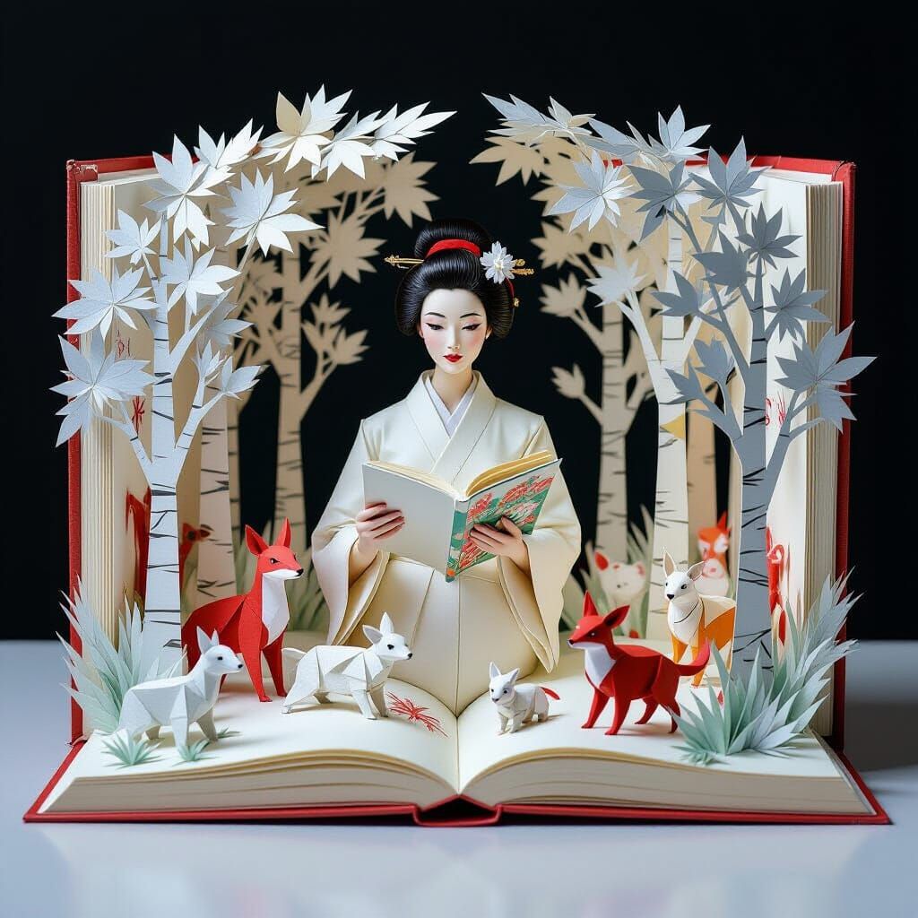 Origami Forest Diorama with Papier-Mâché Guide