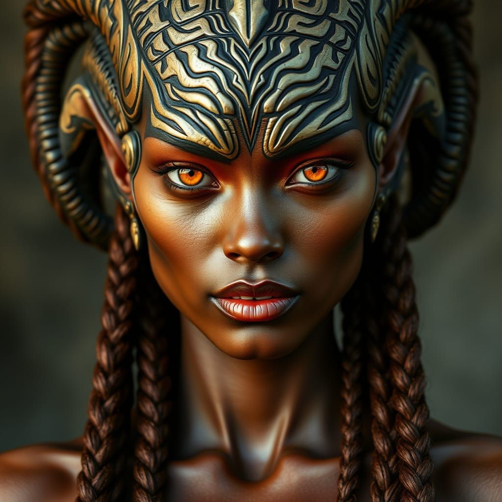 Tall, Strong Klingon Warrior Woman in Perfect Pose