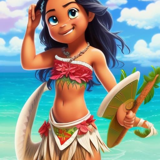Princess Moana in Anime Style