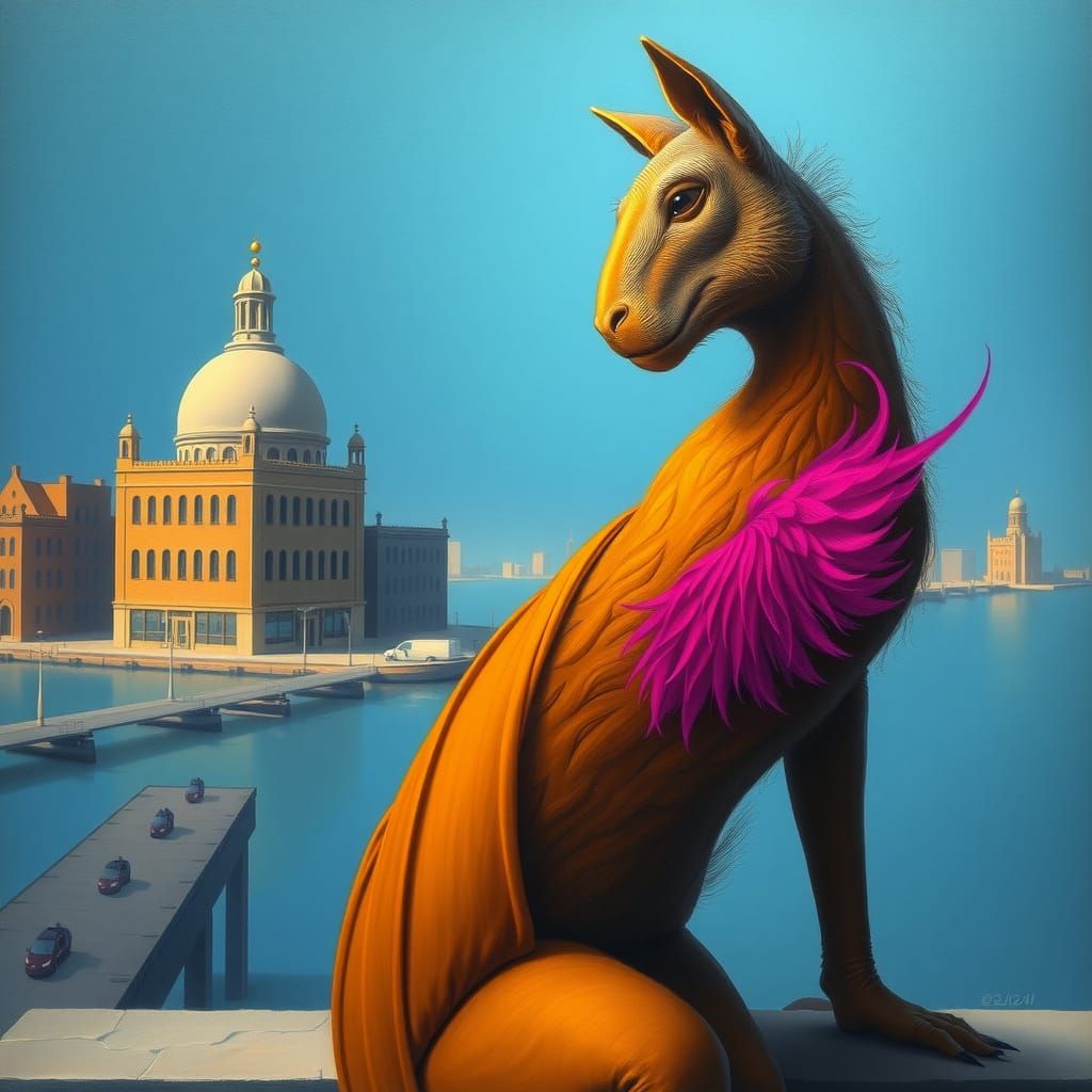 Surrealist Oil Painting of Contemplative Skorbin in Ultramar...