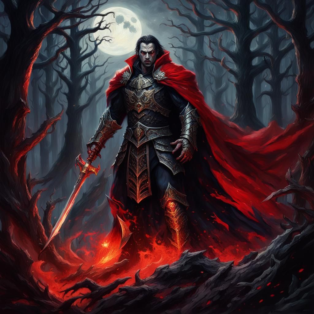 Vampire Lord Versus Werewolf in Dark Fantasy Style