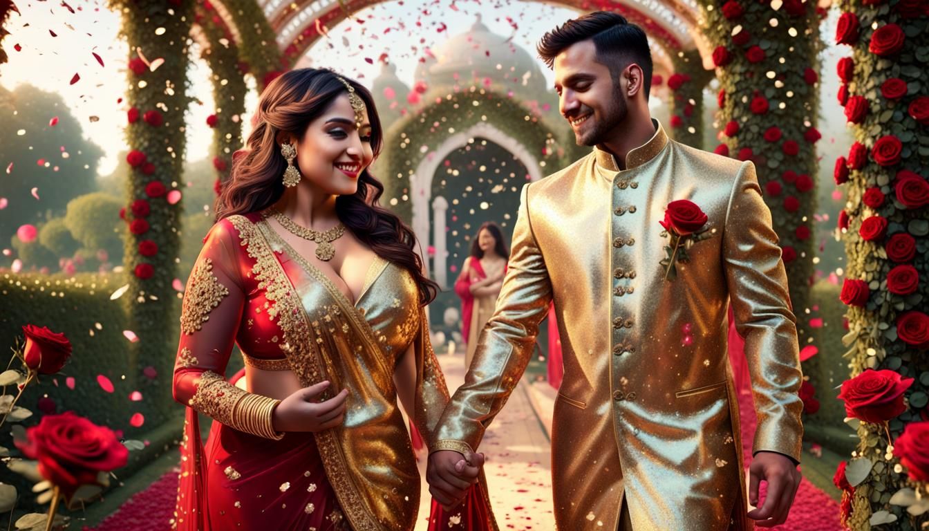 Indian Wedding Celebration in a Rose Garden