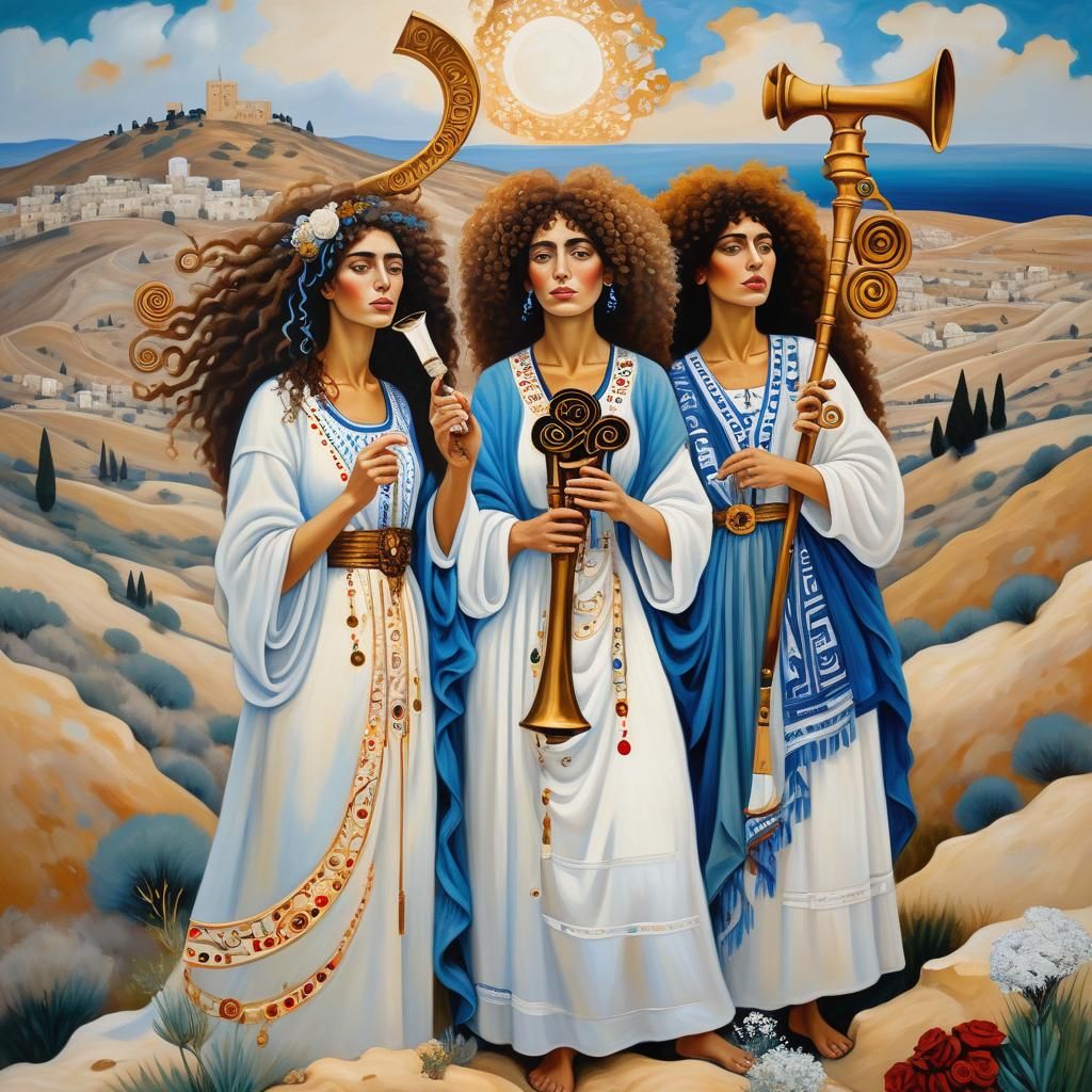 Mizrahi Women in Jerusalem, Klimt-Inspired Surrealism