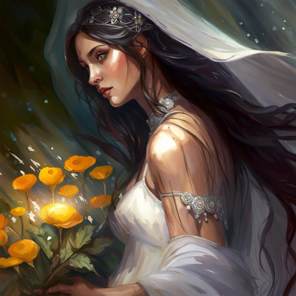 Enchanted Forest: Medieval Woman with Wildflower Crown