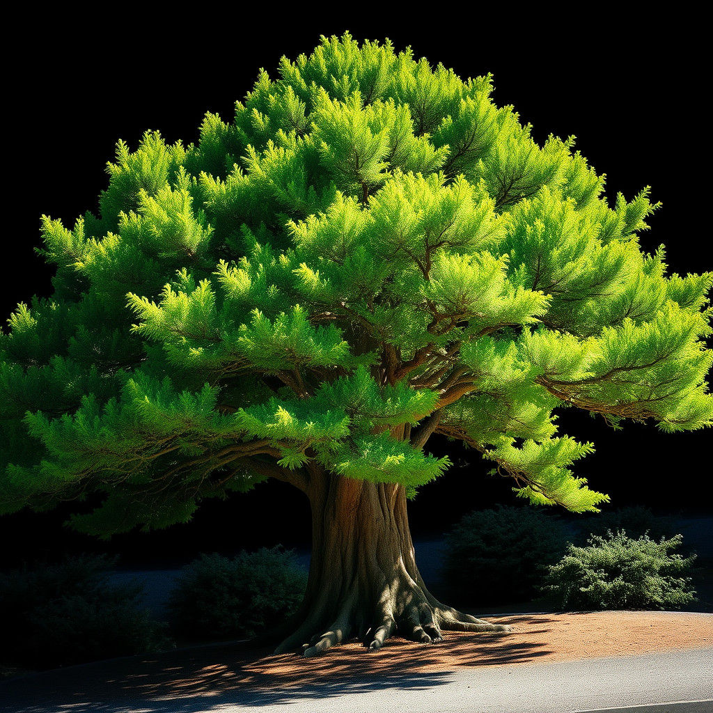 Majestic Hinoki Cypress Tree in Hyperrealistic Detail