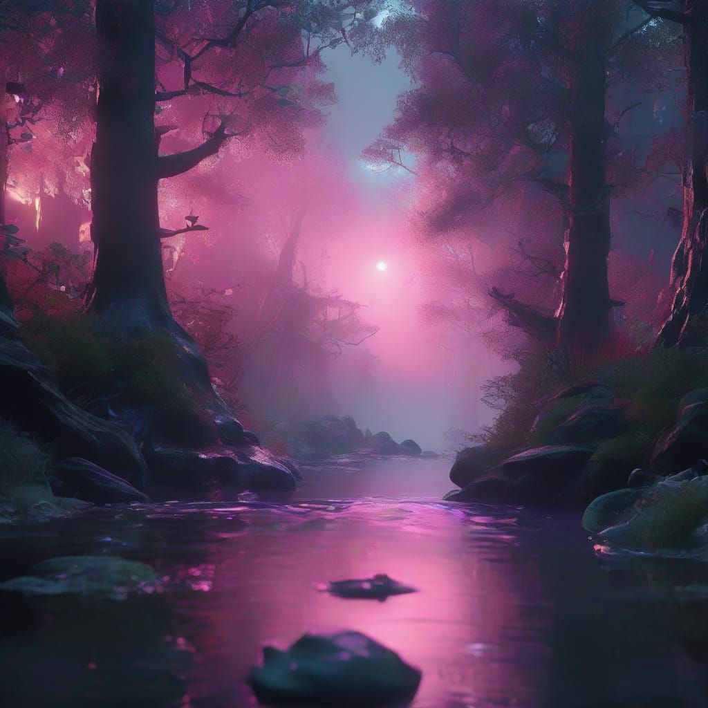 Surreal Folk Art Creature Emerge from Holographic Mist