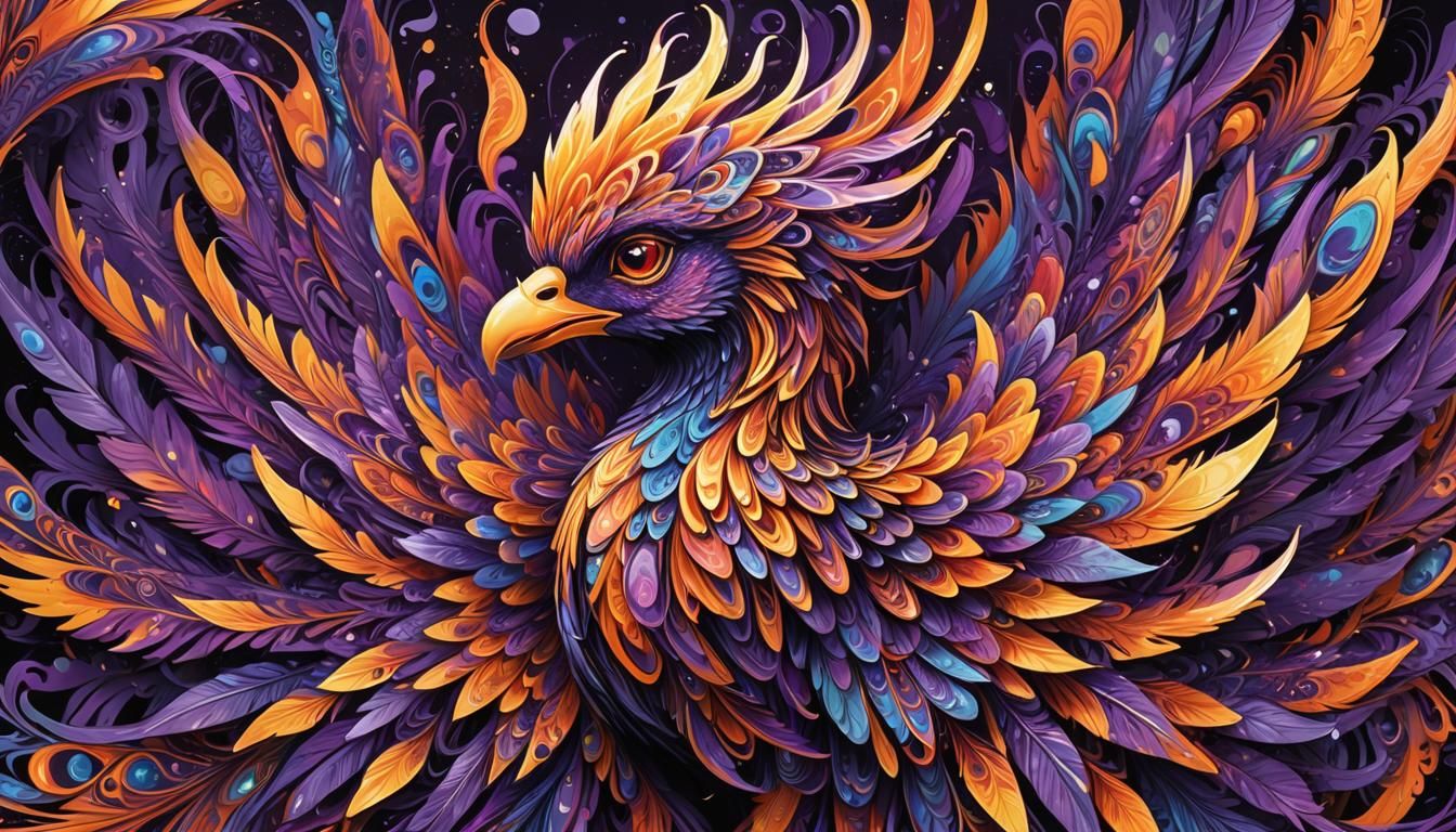 Psychedelic Street Art: Purple Phoenix Reborn