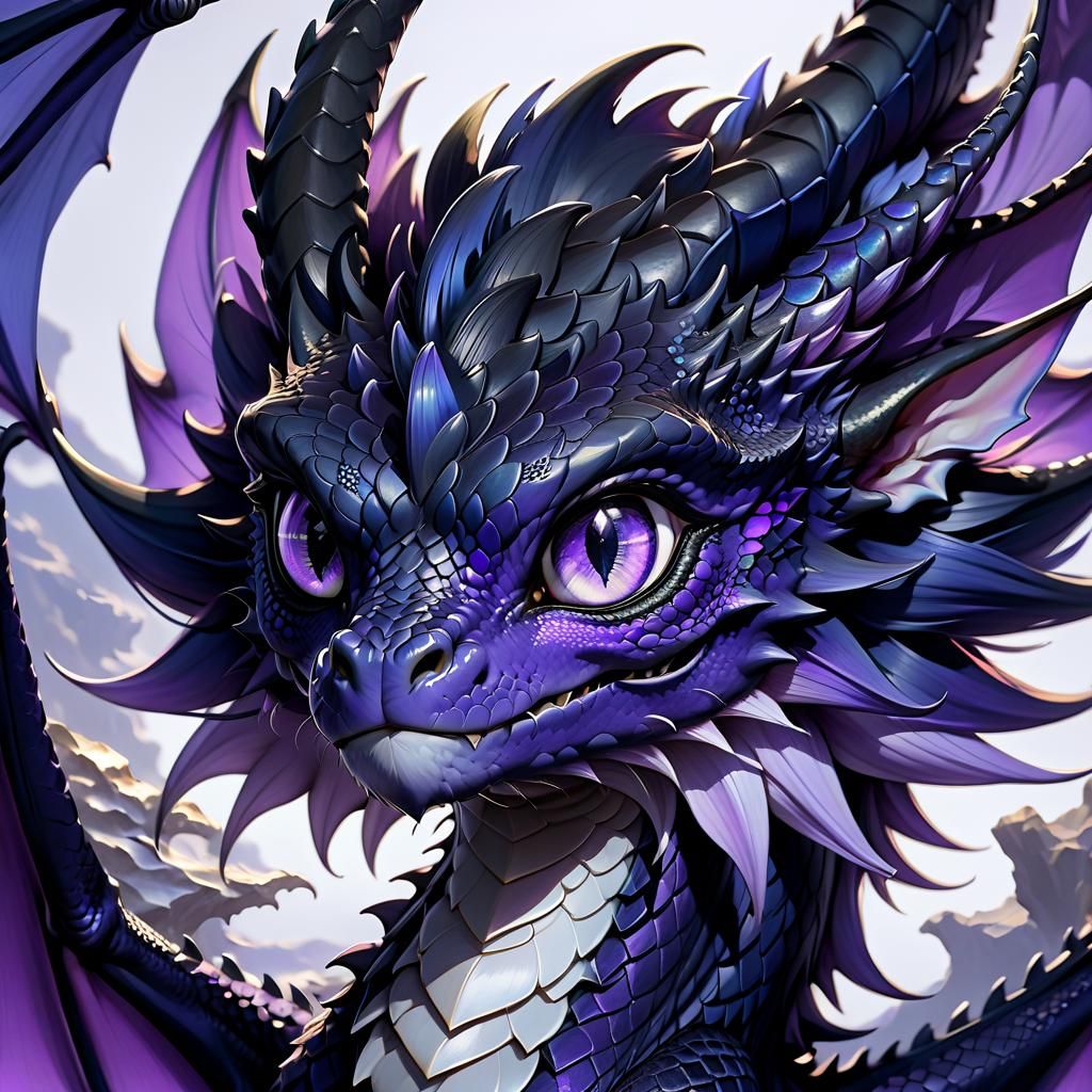 Anime Portrait of a Lilac Dragon in 16k Resolution