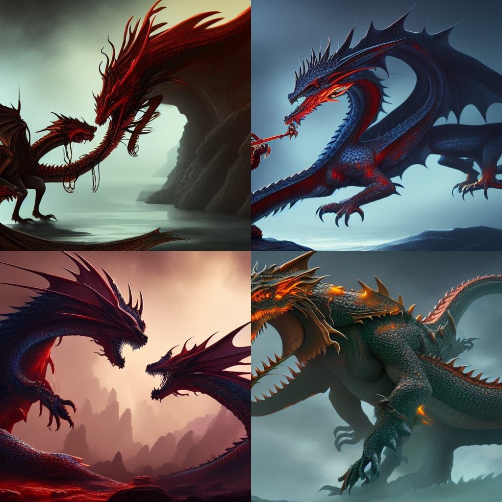 Dragon Biting Warrior: Detailed Fantasy Concept Art