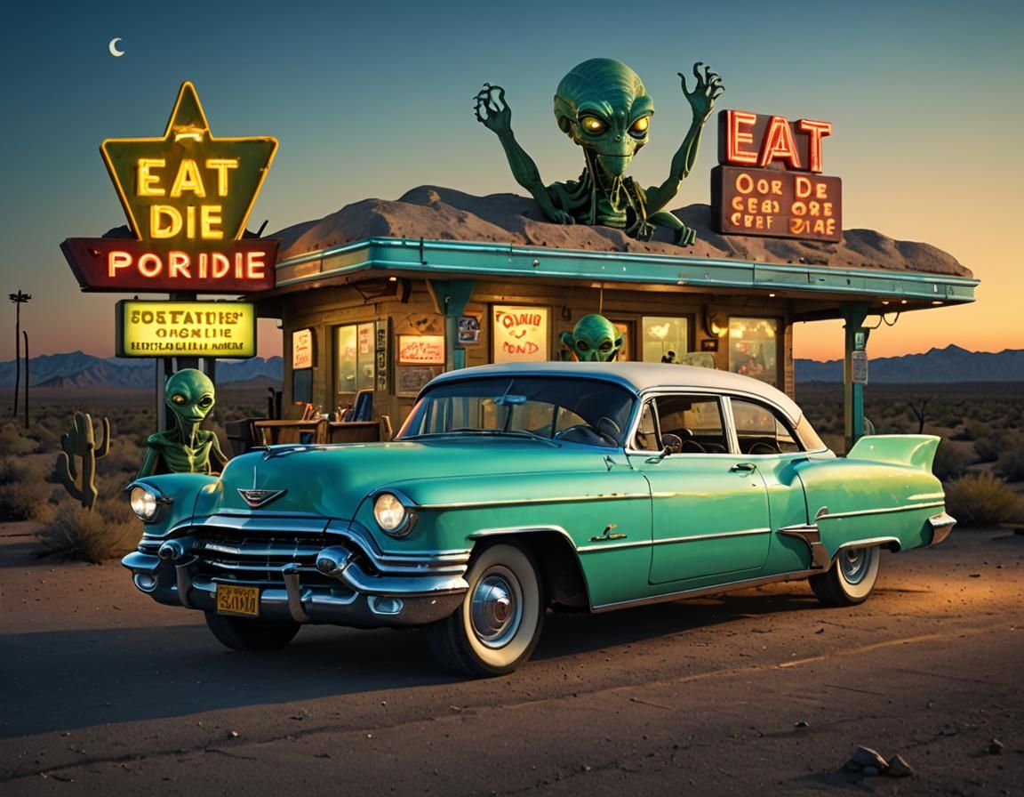 1950s Aliens at Desert Tavern Movie Poster