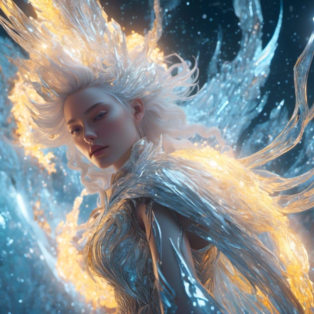 Ice Woman Digital Painting in Fantasy Style