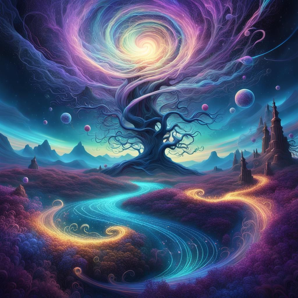 Ethereal Celestial Entity Transcends Reality in Vibrant Drea...