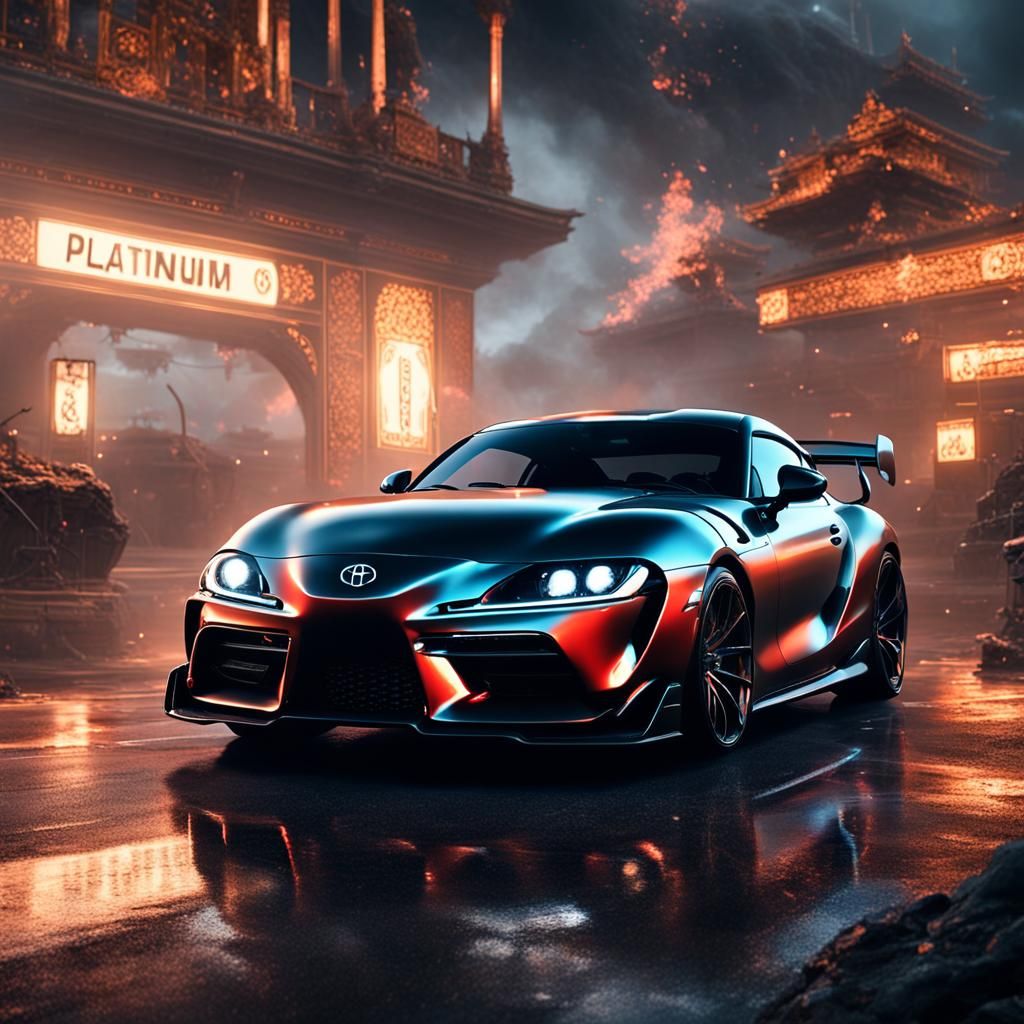 Platinum Toyota Supra in Smoky Setting