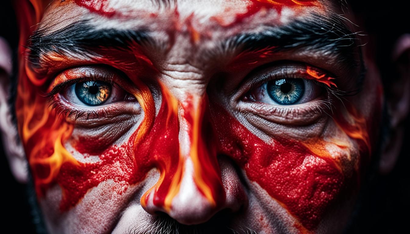 Fiery Face Portrait in Ambient Light