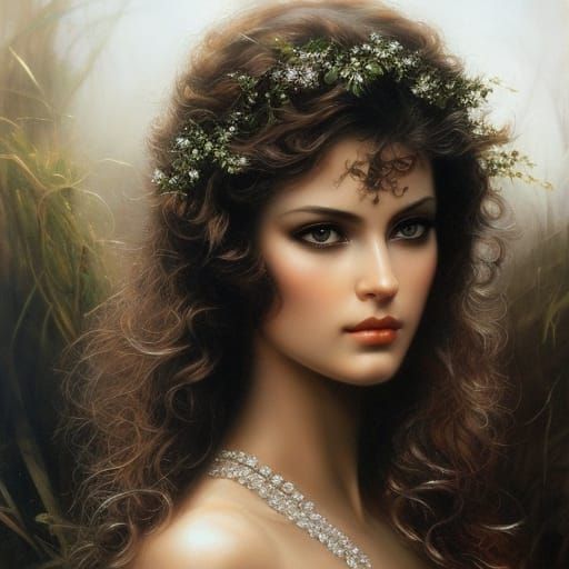 Girl in Silver Suit Portrait - Digital Art