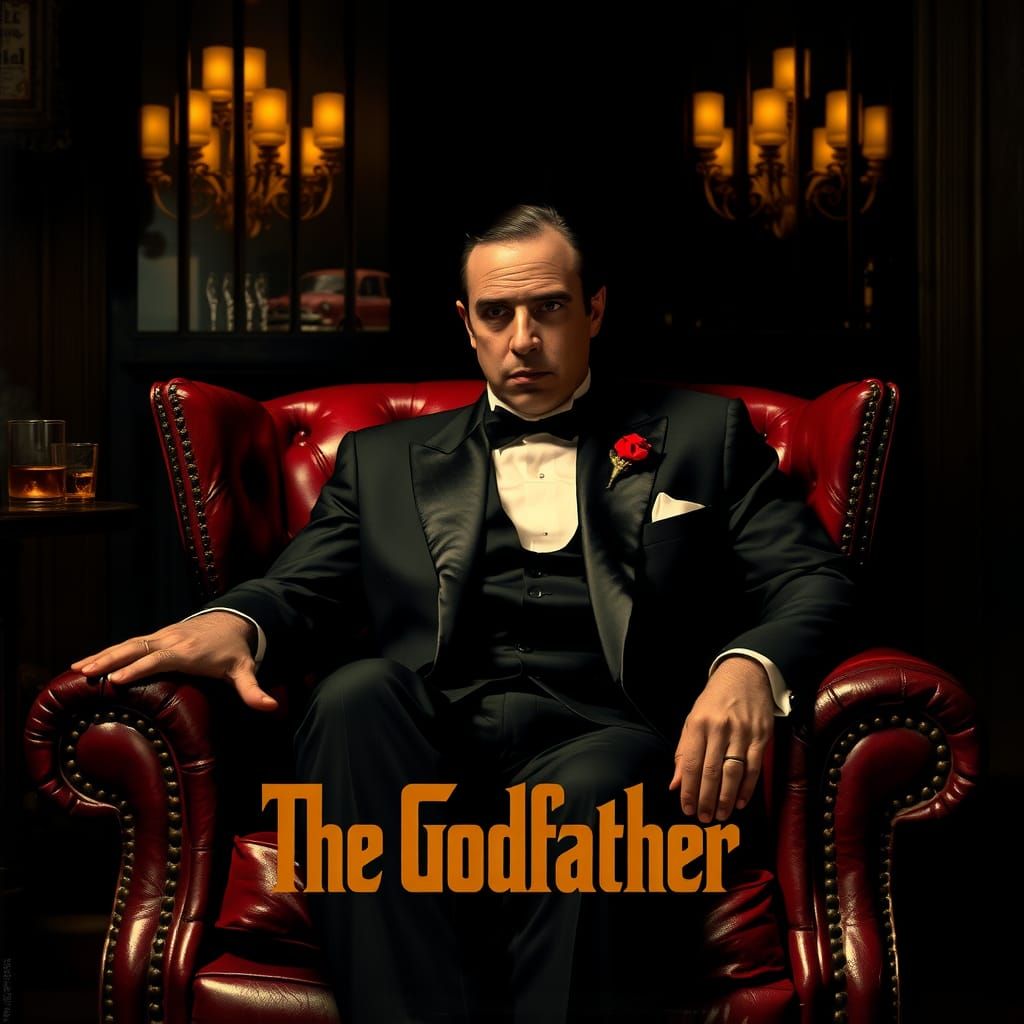 The Godfather Film Poster in Noir Style