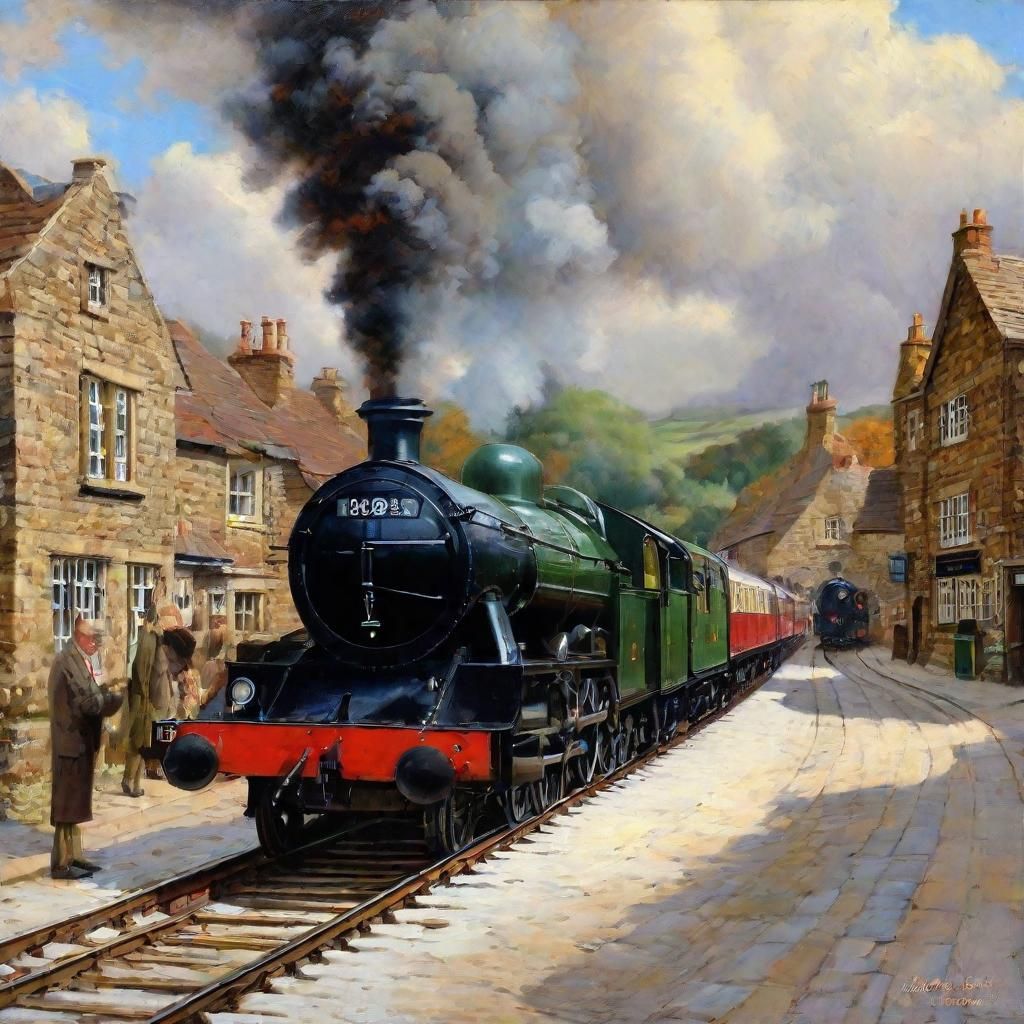 North Yorkshire Train Through Goathland, Oil Painting