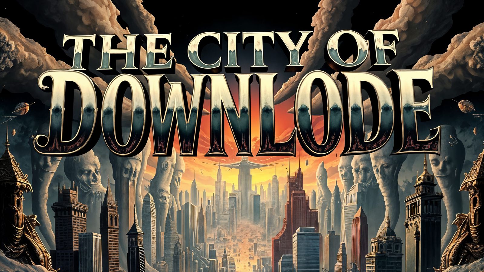 The City Of Downlode in Surreal Expressionist Style