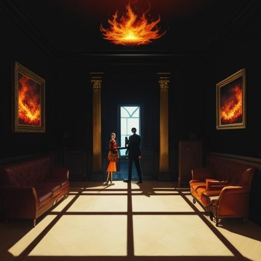 Mansion Tour with Hellfire Background in Comic Book Art