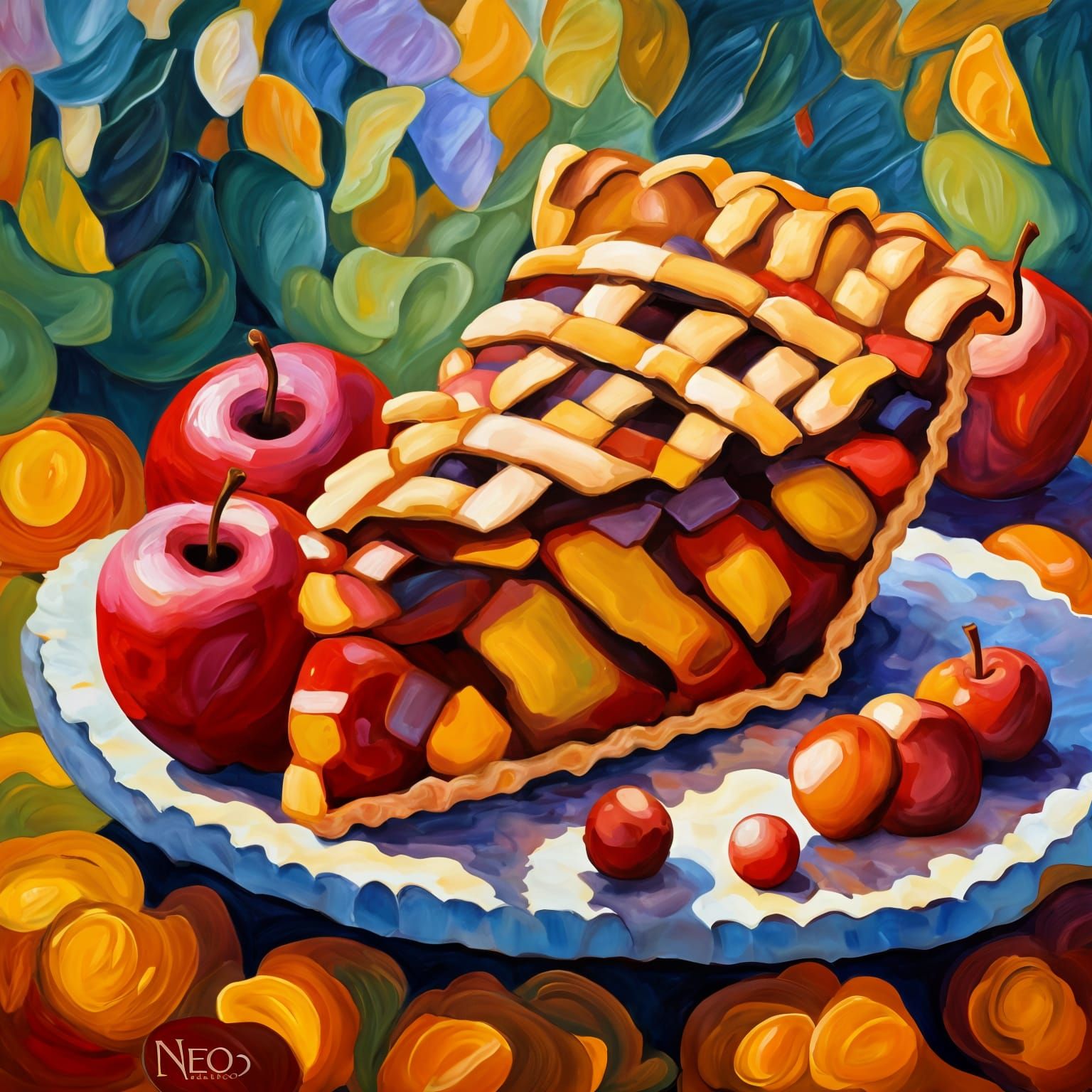 Impressionistic Apple Pie in Pastel Colors