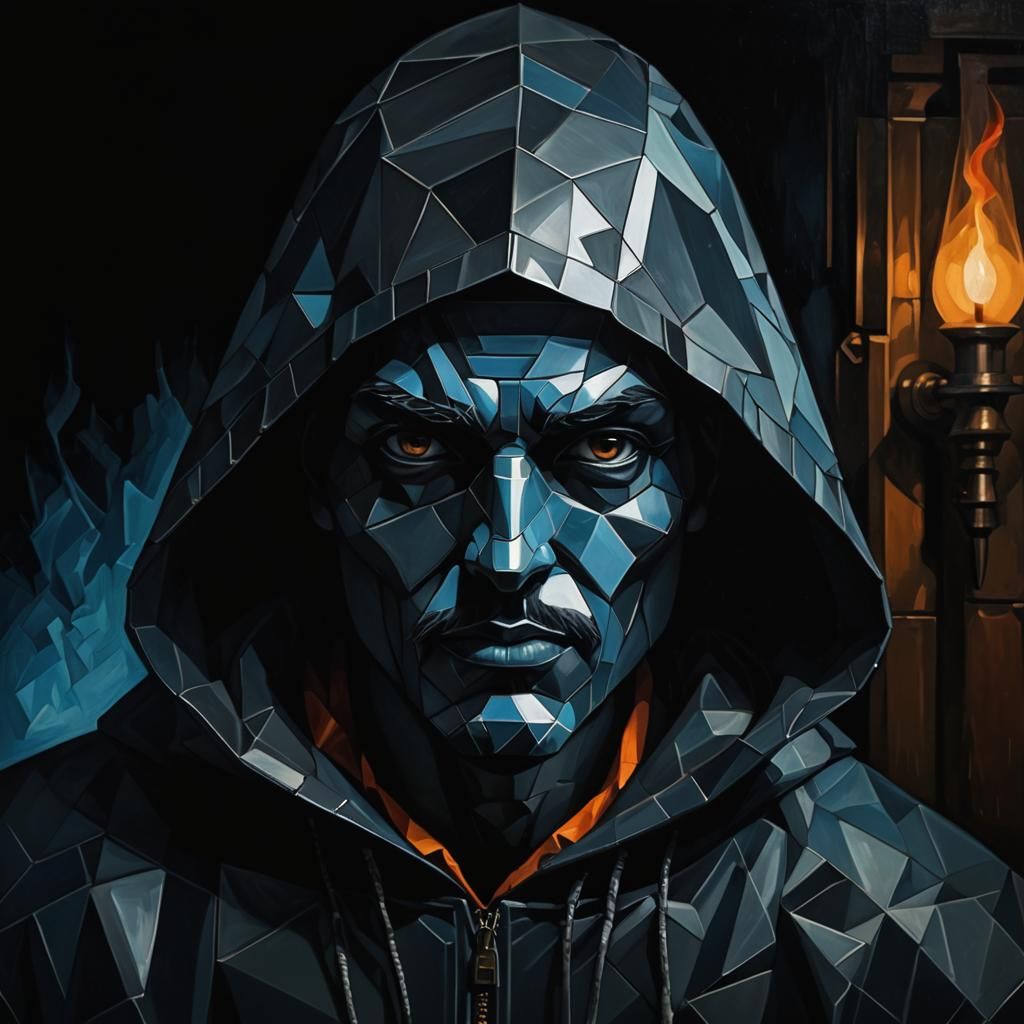 Hooded Goblin in Shady Tavern: a Cubist Rendering