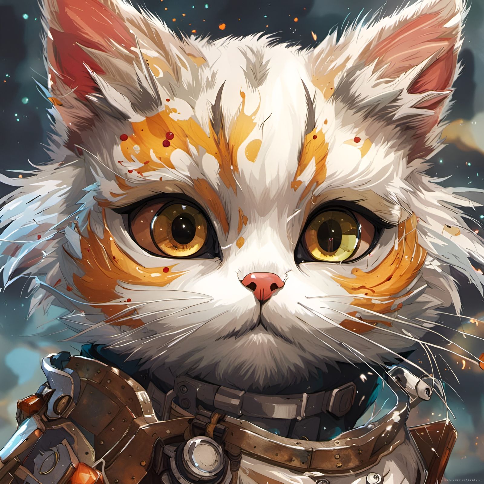 Anime Anthropomorphic Cat Isekai Character: Detailed Digital...