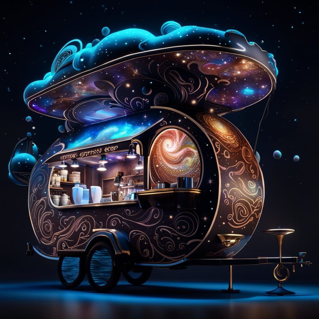 Rococo Coffee Shop in Space with Steampunk Aliens