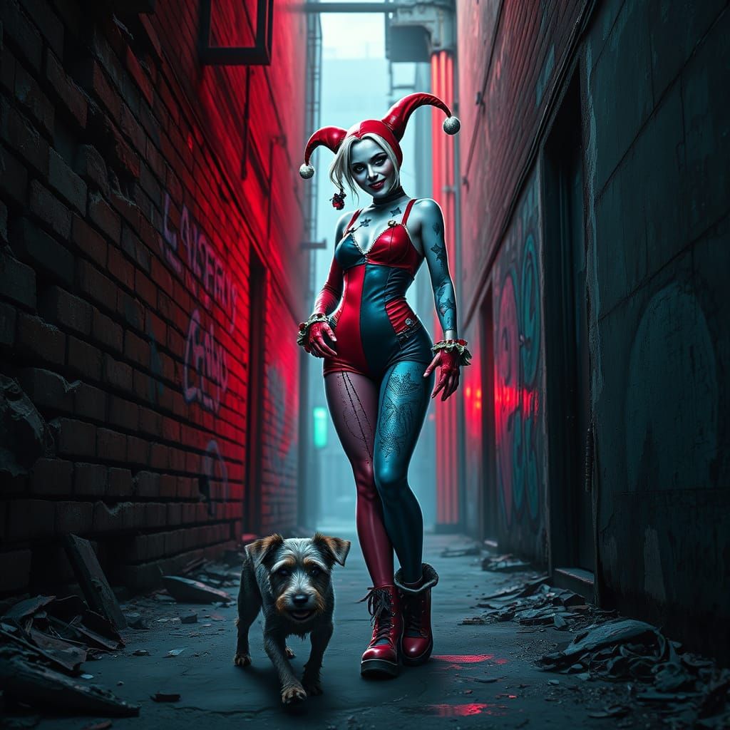 Dark Futuristic Harley Quinn Embodies Anarchic Energy in Neo...