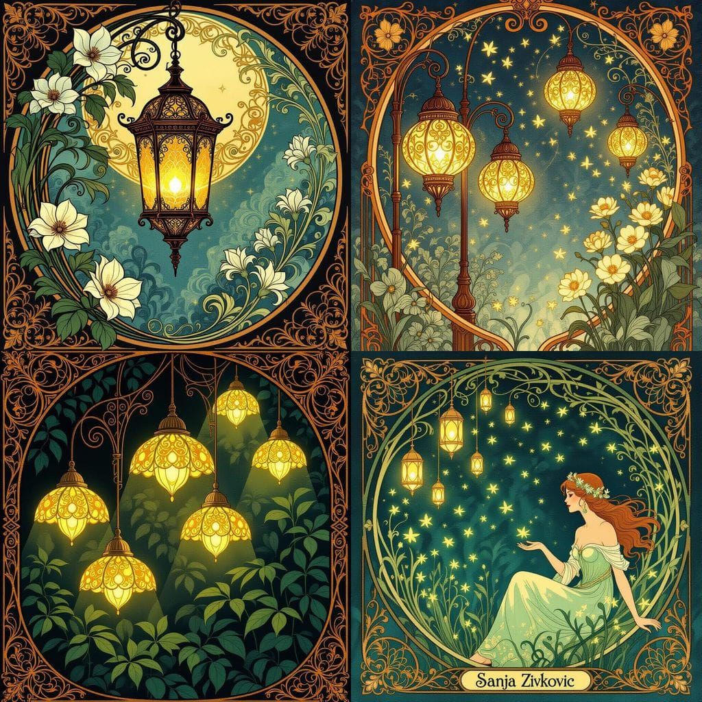 Art Nouveau Lamps Glow Like Fireflies