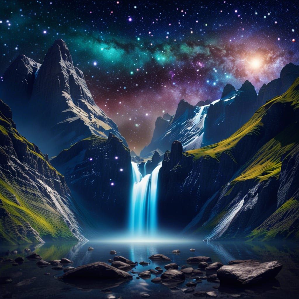 Dazzling Stars and Milky Way Over Mountain Valley