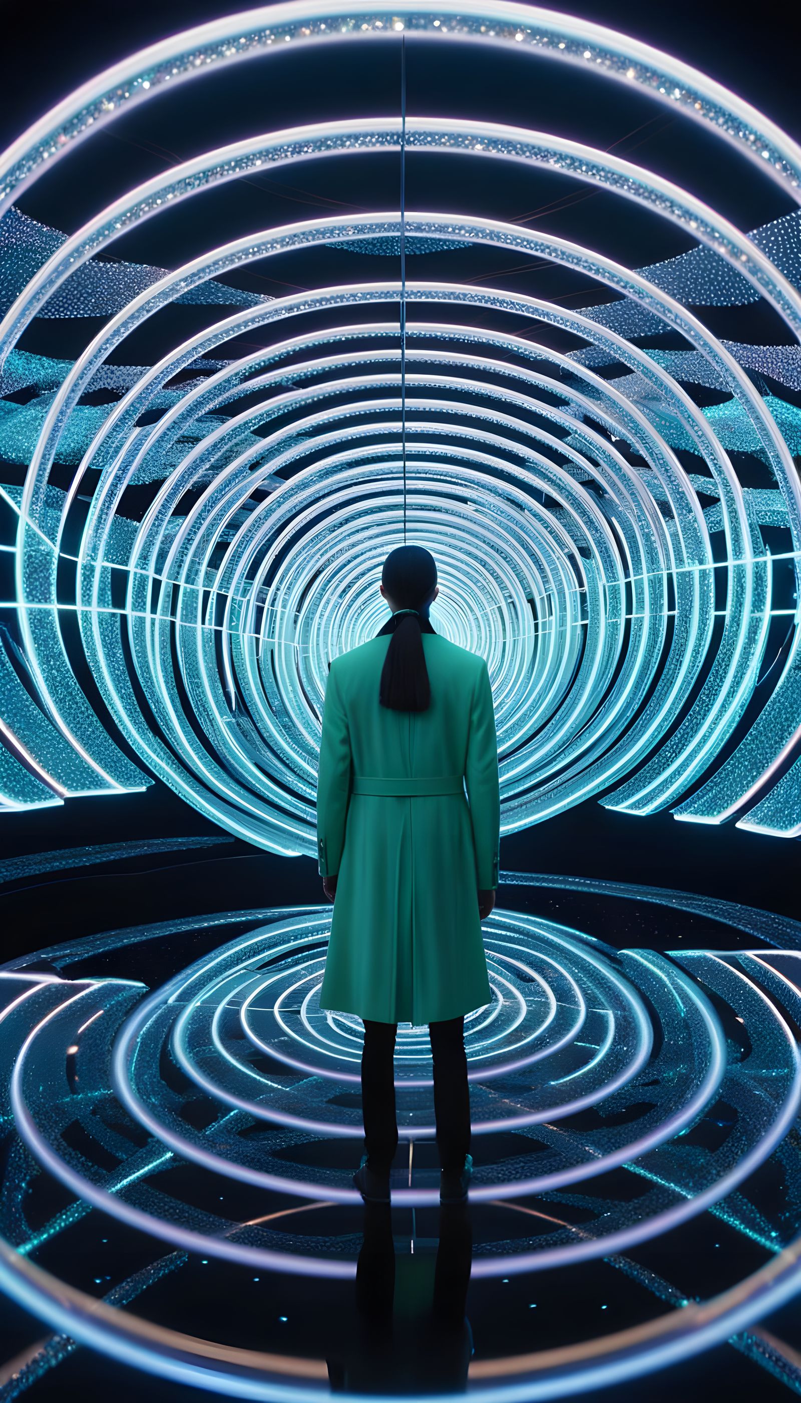 Luminescent Being in Kaleidoscopic Realm: Cinematic Still