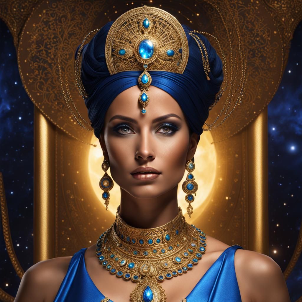 Celestial Blue and Gold Queen Image