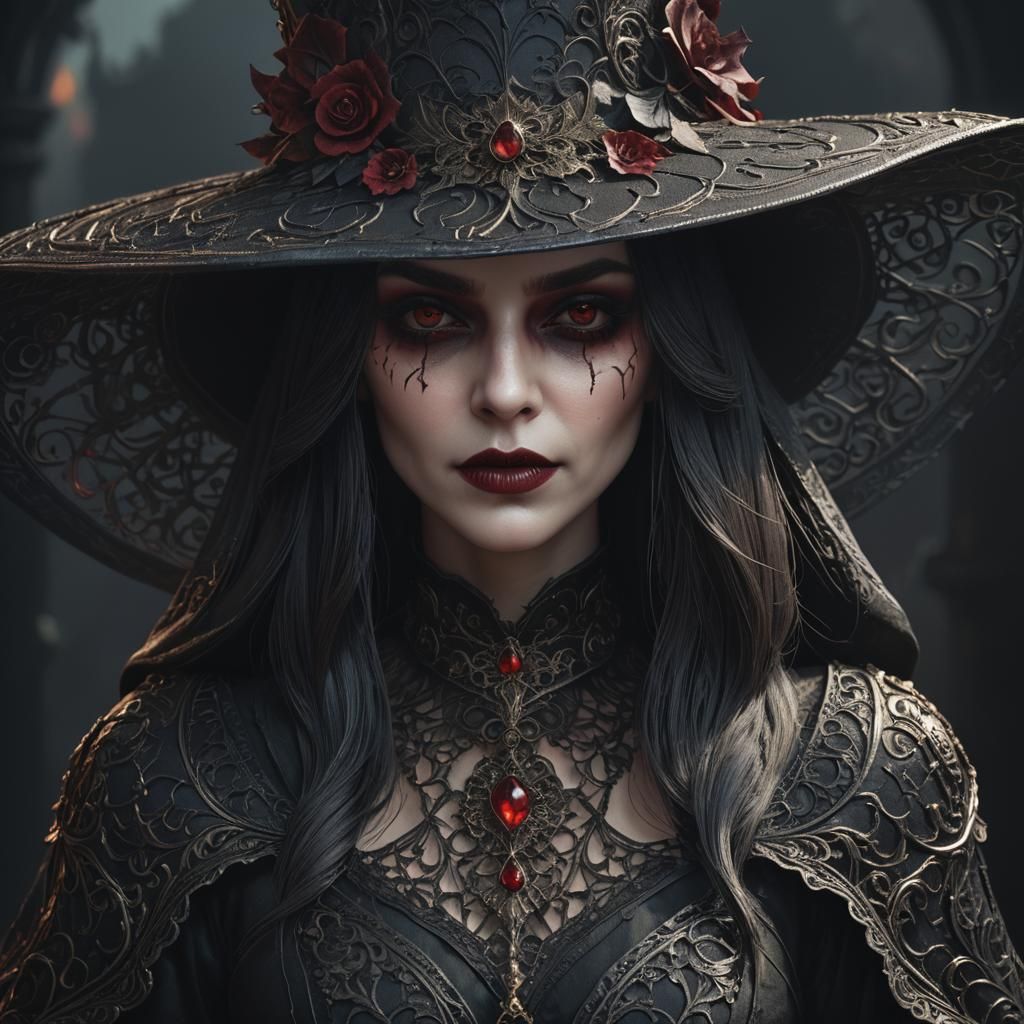 Gothic Vampire with Veil in Fantasy Art