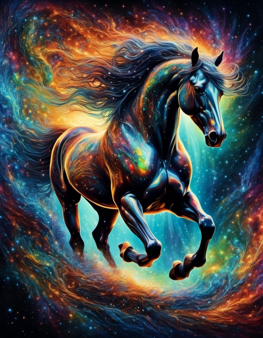 Majestic Ammolite Stallion in Graffiti Art Style