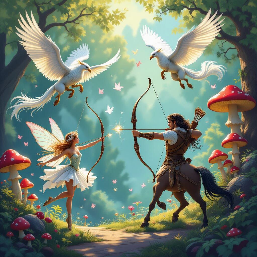 Fantasy Creatures in a Whimsical Fitness World