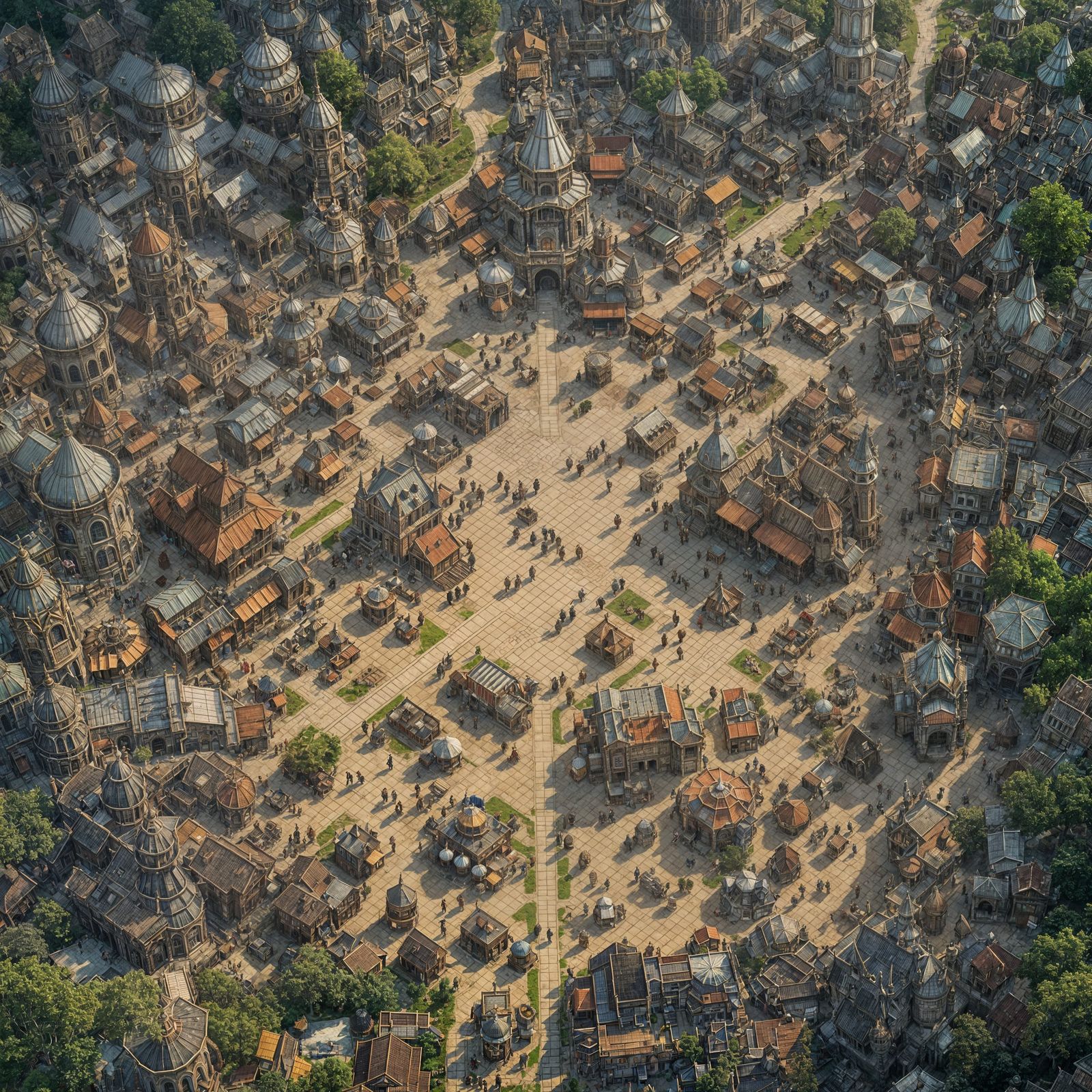 Medieval Fantasy Cityscape in Vivid Colors