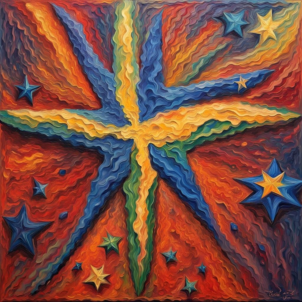 Star Beings in Impasto Style with Vivid Colors