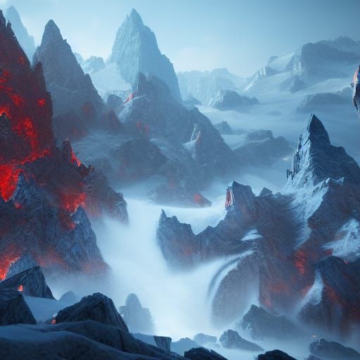Detailed Matte Painting of a Fantastical Avalanche