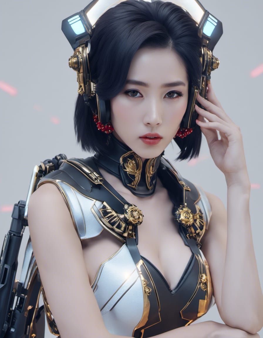 Korean Idol in Cyberpunk Power Armor