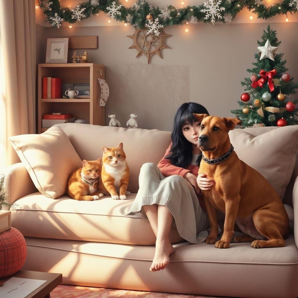 Cozy Winter Afternoon with Furry Friends