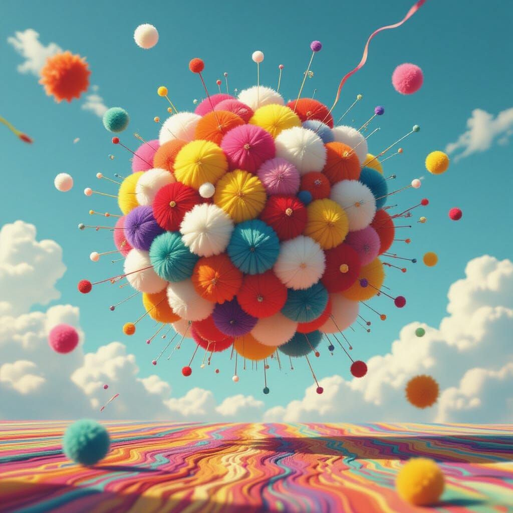 Exploding Pom-Poms in Pop Surrealist Style