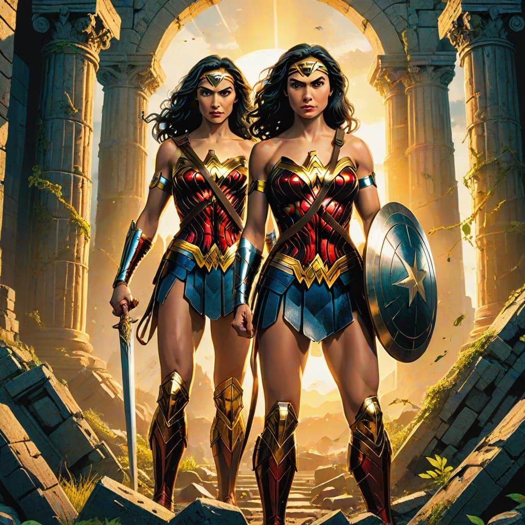 Wonder Woman Empowered in Ancient Ruins
