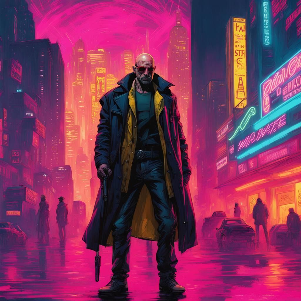 Cyberpunk Cityscape in Neon Style