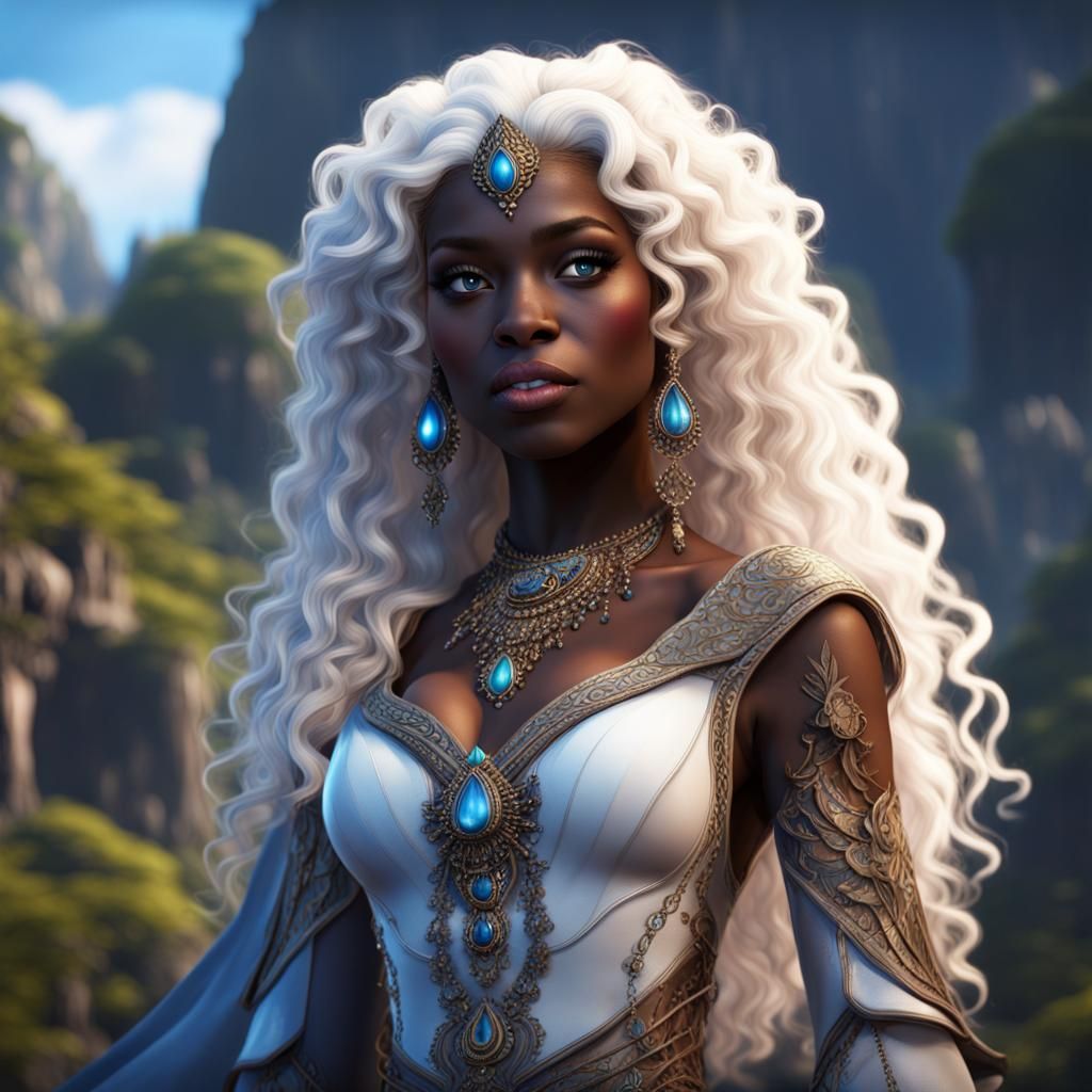 Fantasy Princess with White Hair, Detailed Concept Art