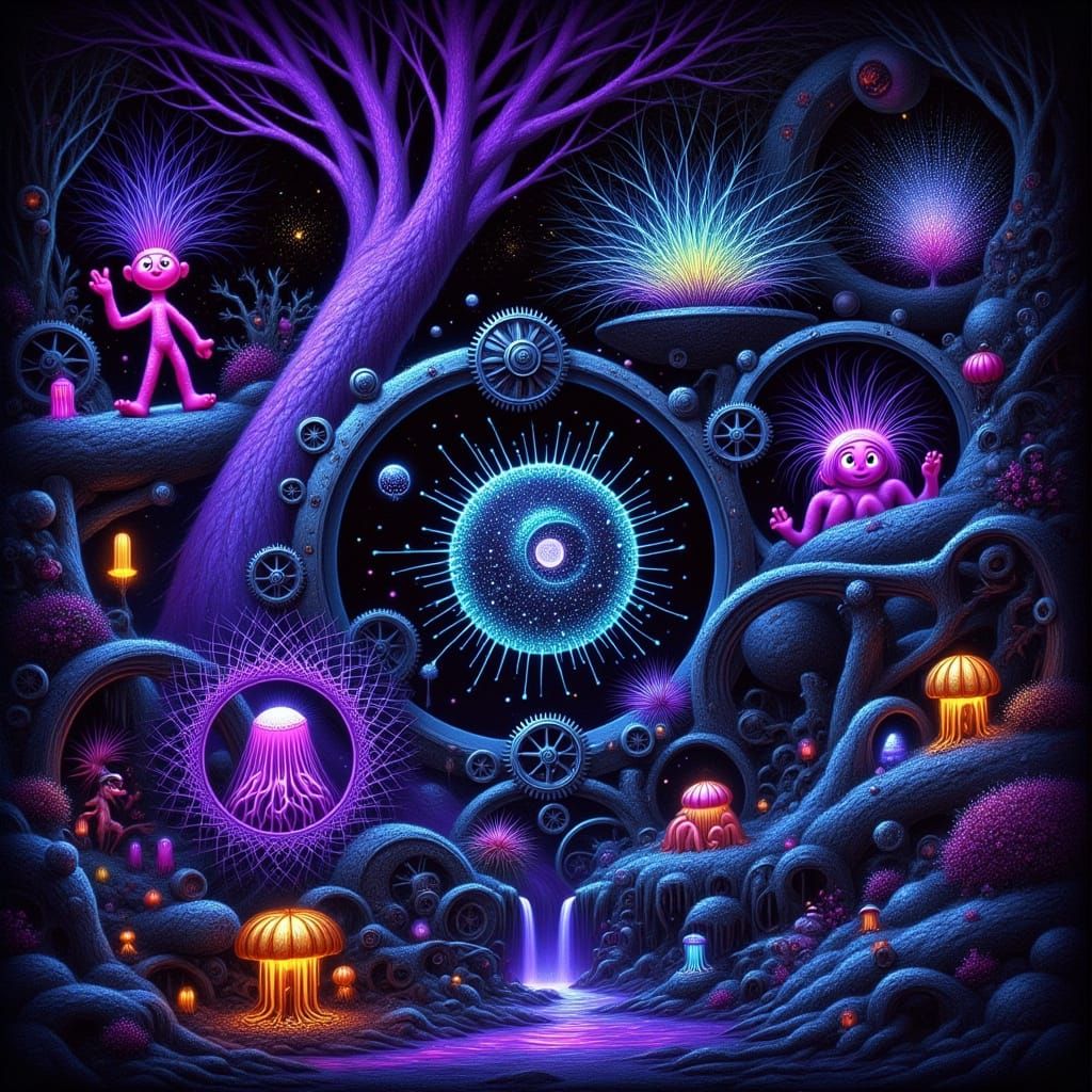 Clockwork Nature in Neon Hues