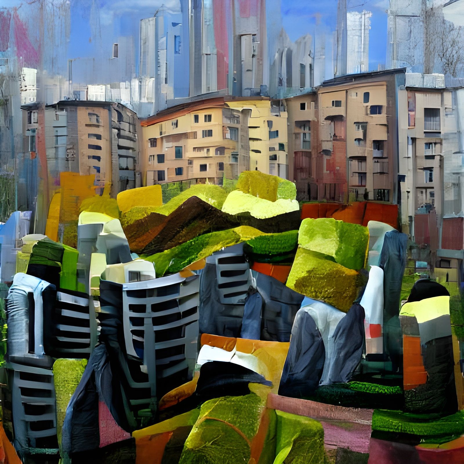 Impasto Painting of a Modern Cityscape