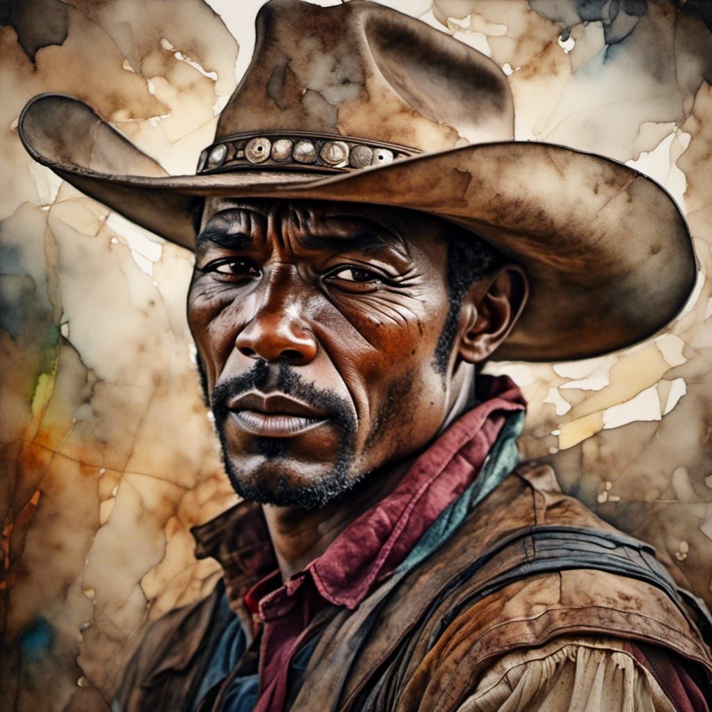 Creole Cowboy Portrait in Neurographic Ink Style